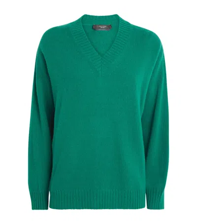 Weekend Max Mara Wool-blend V-neck Jumper In Green