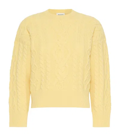 Weekend Max Mara Wool Cable Knit Sweater In Gold