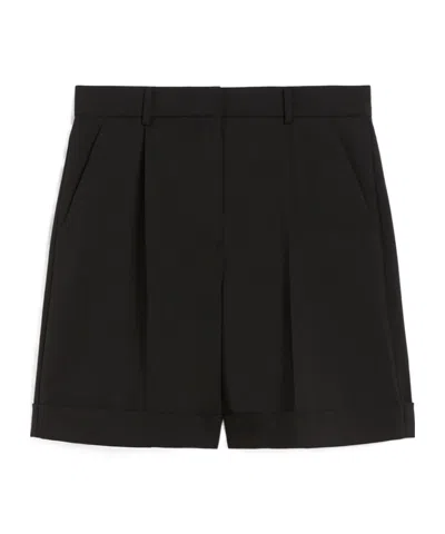 Weekend Max Mara Wool Canvas Bermuda Shorts In Black