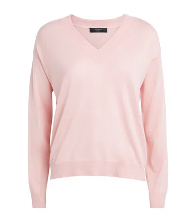 Weekend Max Mara Wool-cashmere V-neck Sweater In Pink