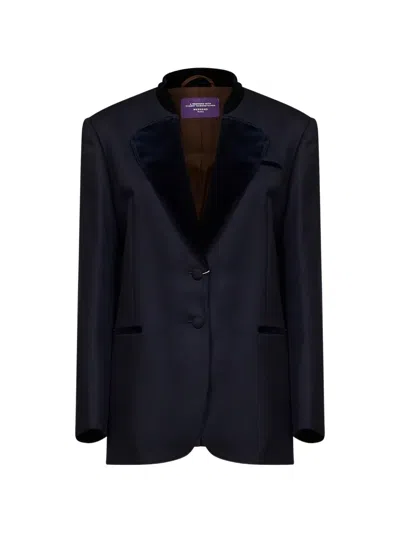 Weekend Max Mara Wool Cavalry Twill Single-breasted Blazer In Blue