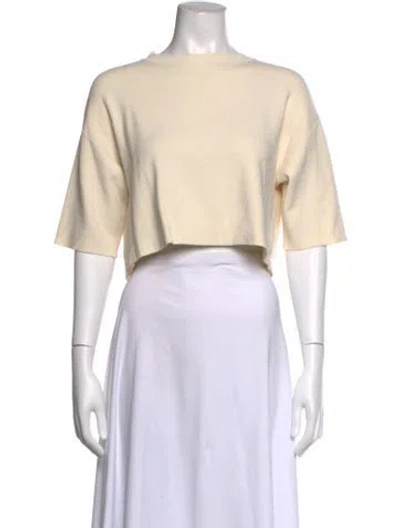 Pre-owned Weekend Max Mara Wool Crew Neck Crop Top In Neutrals