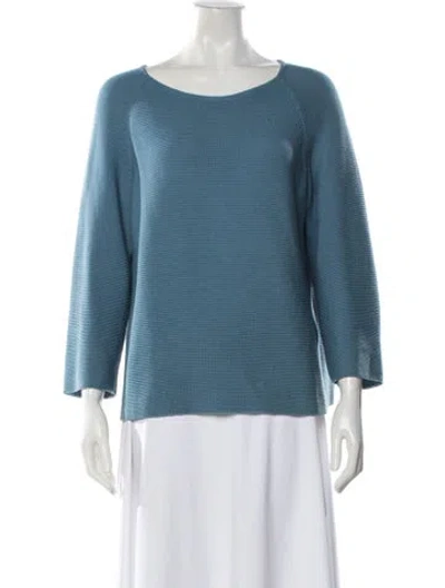 Pre-owned Weekend Max Mara Wool Crew Neck Sweater In Blue