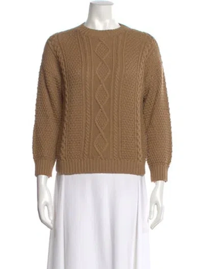 Pre-owned Weekend Max Mara Wool Crew Neck Sweater In Brown
