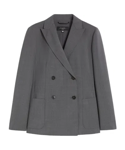 Weekend Max Mara Wool Double-breasted Blazer In Gray