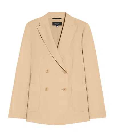 Weekend Max Mara Wool Double-breasted Blazer In Nude