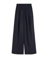 Weekend Max Mara Wool Flannel Wide-leg Pants In Blue