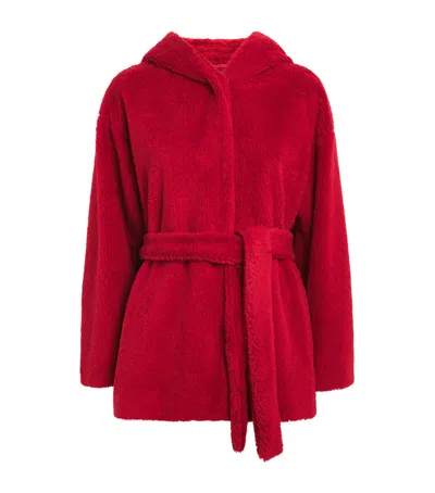 Weekend Max Mara Wool Fluffy Robe Coat In Red