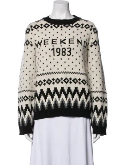Pre-owned Weekend Max Mara Wool Graphic Print Sweater W/ Tags In Neutrals