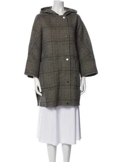 Pre-owned Weekend Max Mara Wool Houndstooth Print Coat In Neutral