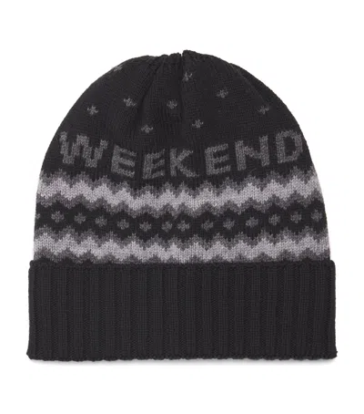 Weekend Max Mara Wool Jacquard Beanie In Black