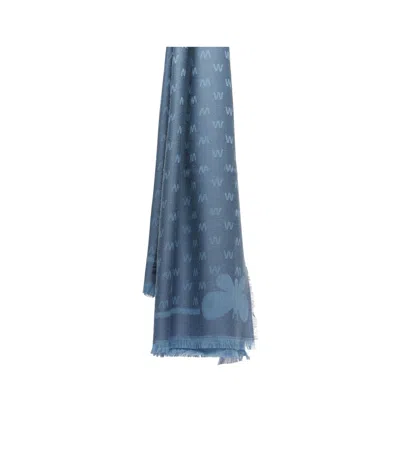 Weekend Max Mara Wool Jacquard Shawl In Blue