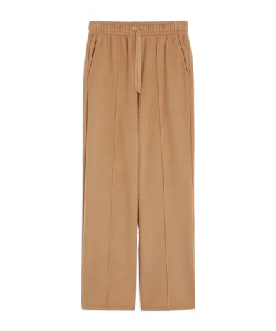 Weekend Max Mara Wool Jersey Track Pants In Brown
