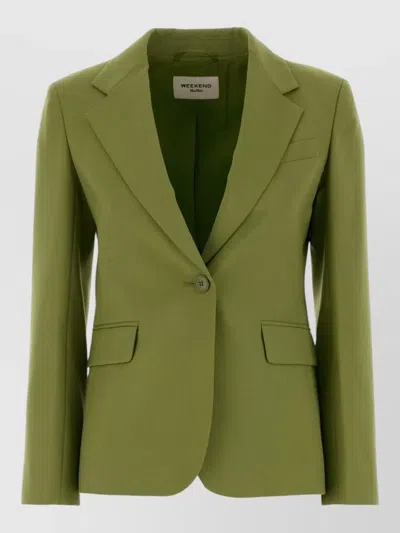 WEEKEND MAX MARA WOOL LAMINE BLAZER TAILORED FIT DESIGN