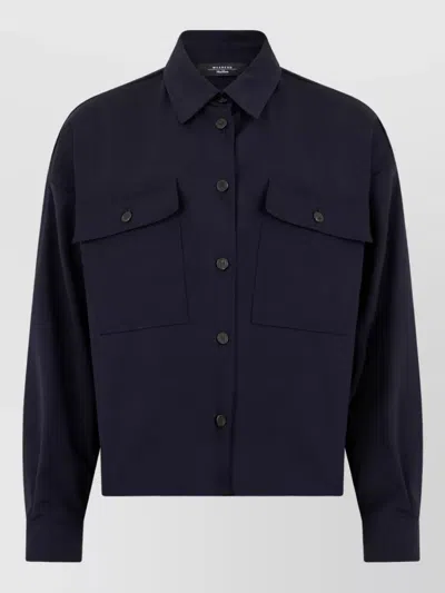 Weekend Max Mara Mulino Cropped Shirt Jacket In Blue