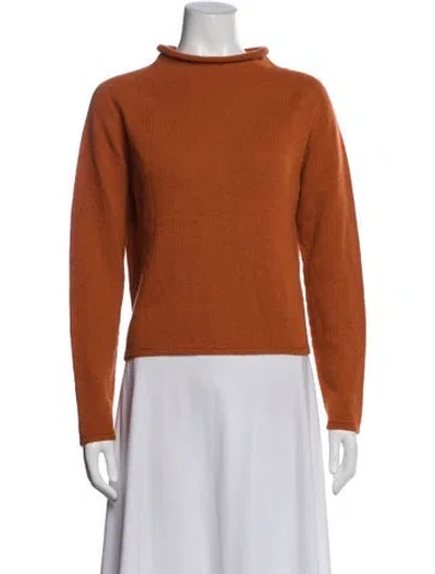 Pre-owned Weekend Max Mara Wool Mock Neck Top In Orange