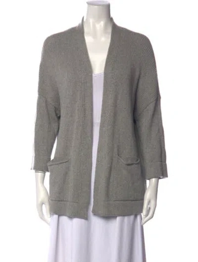 Pre-owned Weekend Max Mara Wool Open Front Sweater In Grey