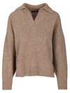 Weekend Max Mara Wool Polo Shirt Knitwear Grey In Brown