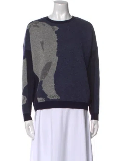 Pre-owned Weekend Max Mara Wool Printed Sweater In Blue