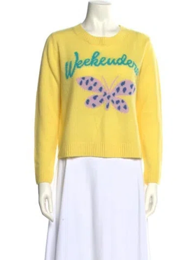 Pre-owned Weekend Max Mara Wool Printed Sweater In Yellow