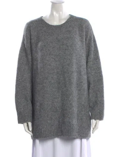 Pre-owned Weekend Max Mara Wool Scoop Neck Sweater In Gray