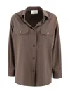 Weekend Max Mara Wool Shirt With Loose Cut And Front Pockets In Brown