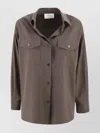 Weekend Max Mara Wool Shirt With Loose Cut And Front Pockets In Brown