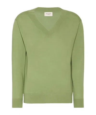Weekend Max Mara Wool-silk V-neck Sweater In Green