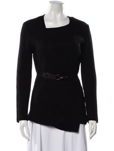 Pre-owned Weekend Max Mara Wool Square Neckline Sweater In Black