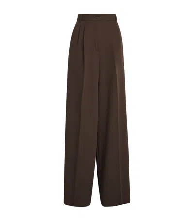 Weekend Max Mara Wool Straight-leg Trousers In Brown