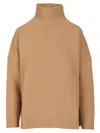 Weekend Max Mara Wool Turtleneck Sweater Knitwear Brown In Brown