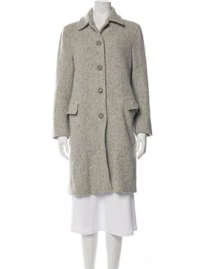 Pre-owned Weekend Max Mara Wool Tweed Pattern Coat In Blue