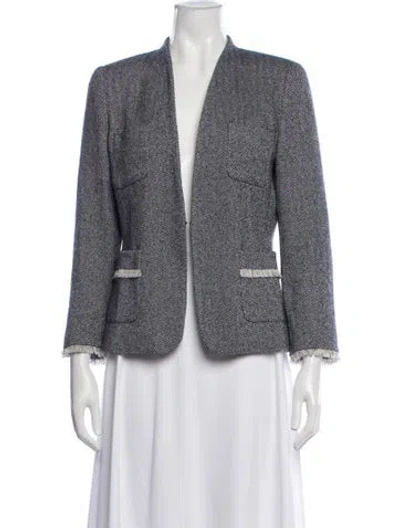 Pre-owned Weekend Max Mara Wool Tweed Pattern Jacket In White