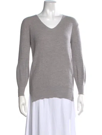 Pre-owned Weekend Max Mara Wool V-neck Sweater In Gray