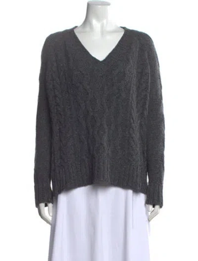 Pre-owned Weekend Max Mara Wool V-neck Sweater In Grey