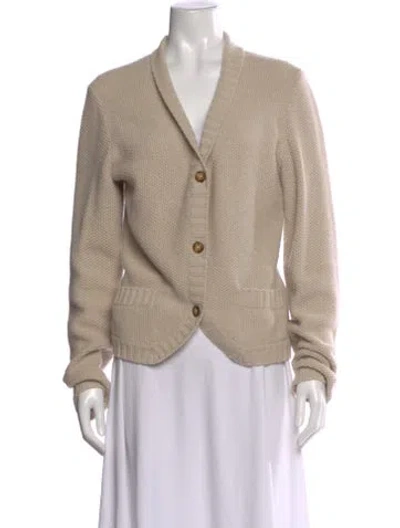 Pre-owned Weekend Max Mara Wool V-neck Sweater In Neutral