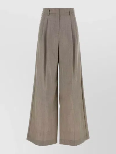 Weekend Max Mara Wool Wide Leg High Waist Ovvio Pant In Neutral