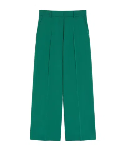 Weekend Max Mara Wool Wide Leg Pants In Green