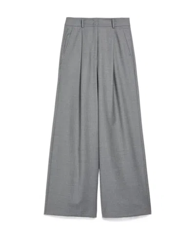 Weekend Max Mara Wool Wide-leg Trousers In Gray