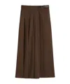 Weekend Max Mara Pleated Buckle-fastening Midi Skirt In Brown