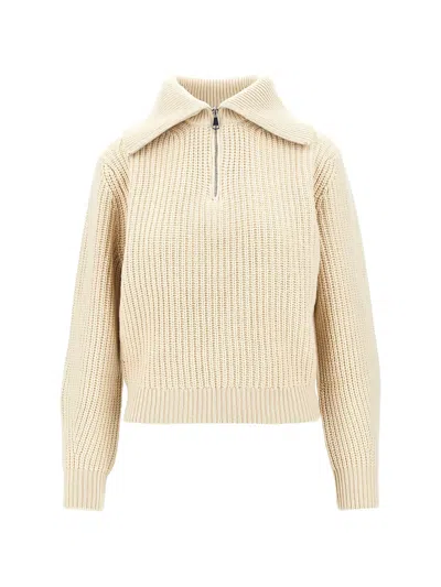 Weekend Max Mara Laser Half Zip Virgin Wool Sweater In Yellow