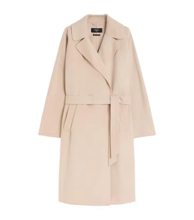 Weekend Max Mara Wool-blend Belted Coat In Neutral