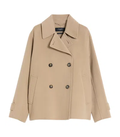 Weekend Max Mara Wool-blend Double-breasted Coat In Beige
