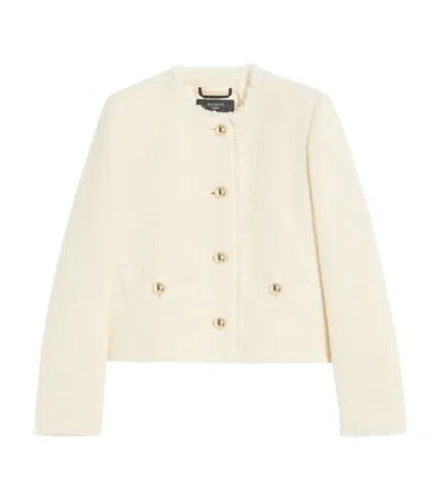Weekend Max Mara Wool-blend Round-neck Jacket In White