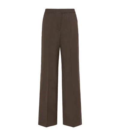 Weekend Max Mara Wool-blend Straight Trousers In Brown