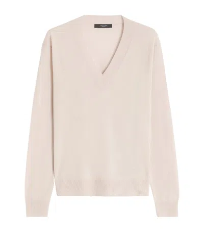 Weekend Max Mara Wool-cashmere V-neck Sweater In Beige