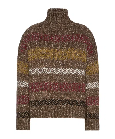 Weekend Max Mara Wool-cotton Turtleneck Sweater In Multi