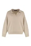 Weekend Max Mara Virgin Wool Open-collar Sweater In Neutral