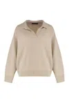 Weekend Max Mara Virgin Wool Open-collar Sweater In Neutral