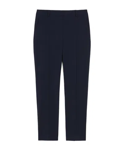 Weekend Max Mara Woollen Cloth Cigarette Trousers In Blue